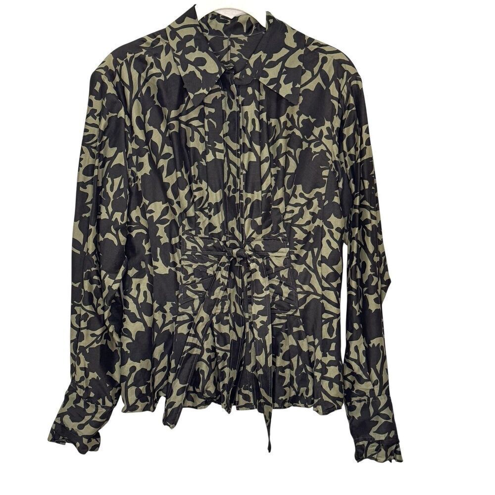 Vtg Yves Saint Laurent Shirt Size 38 Floral Print Silk Tie Waist Designer Blouse
